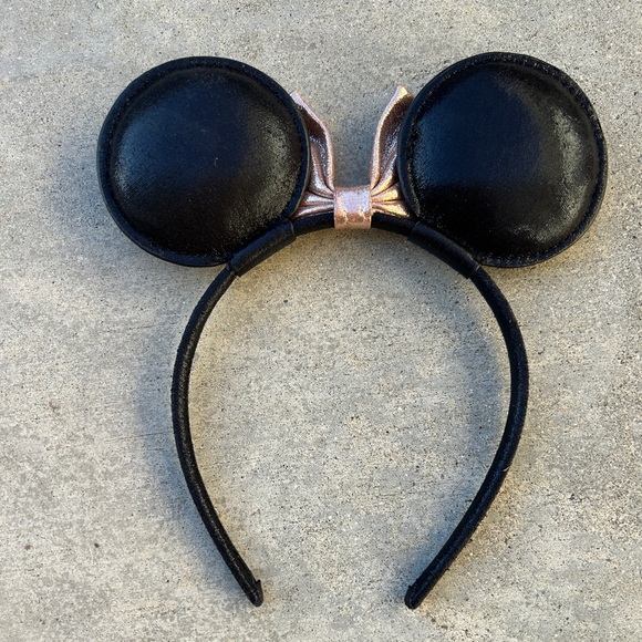Vegan Leather Minnie Ears with Rose Gold Bow | Minnie Mouse Ears Disney - Picture 2 of 2